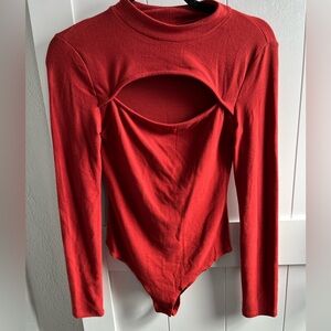 Red rust colored bodysuit with keyhole opening, new with tags!